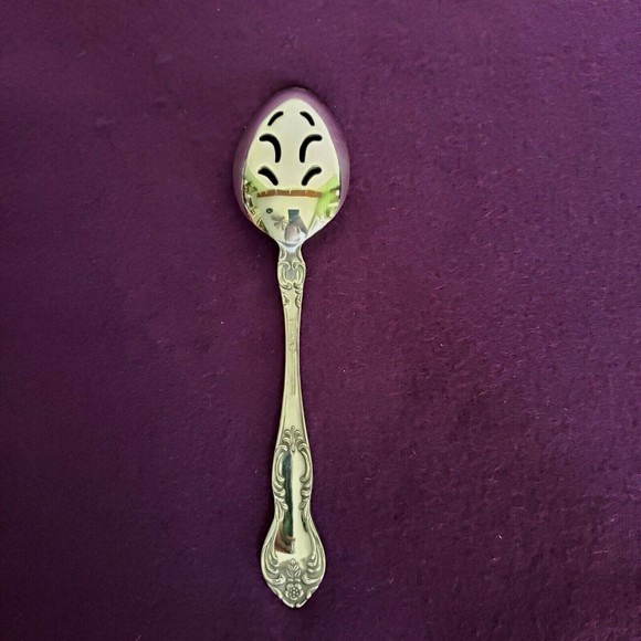 Easterling Valhalla Stainless Flatware Slotted/Pierced Serving Spoon Glossy - Picture 2 of 4